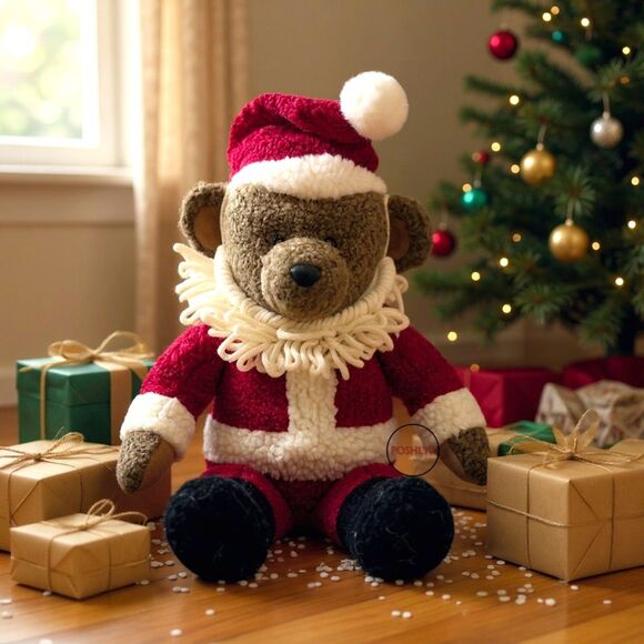 Hallmark Teddy Bear in Santa Suit Stuffed Animal Plush Brown - Picture 1 of 6